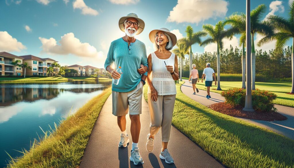 A serene 55+ retirement community in Port St. Lucie, Florida, featuring modern homes and green spaces.