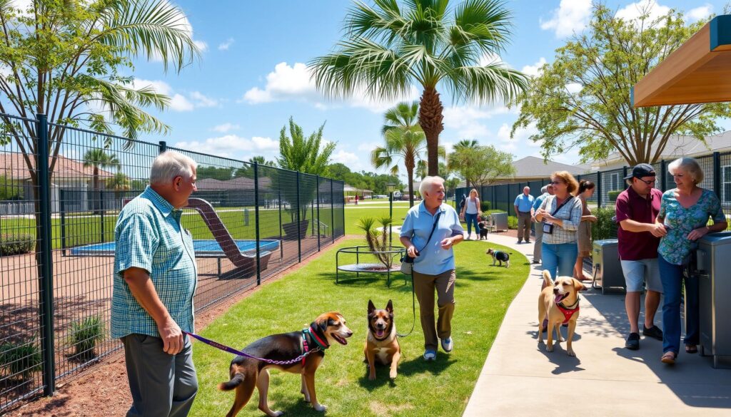 Retired couple with dog in Port St Lucie 55+ community.