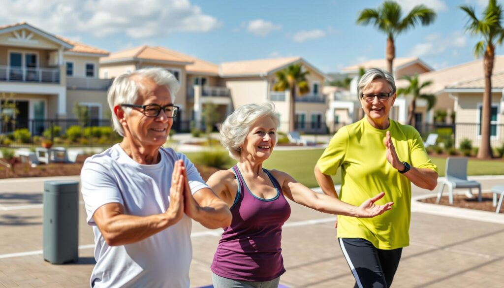 Seniors enjoying retirement in a HOA community, Port St Lucie.