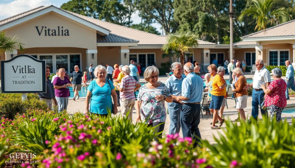 Seniors enjoy a community event with activities in Port St Lucie.