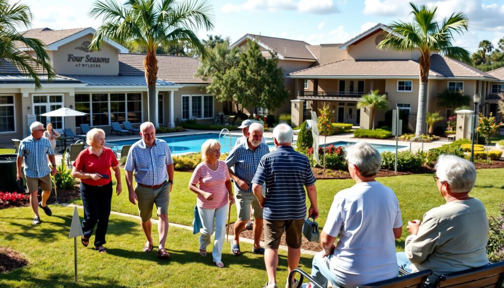 Active adults enjoying amenities in a 55+ community in Port St. Lucie