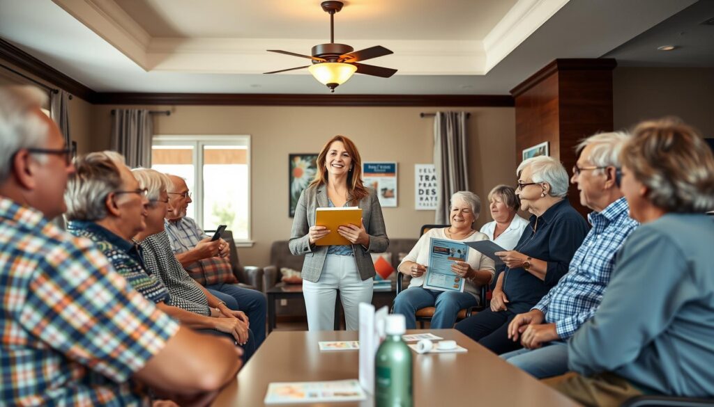 Lifestyle director coordinating social event for residents at a Port St. Lucie 55+ community