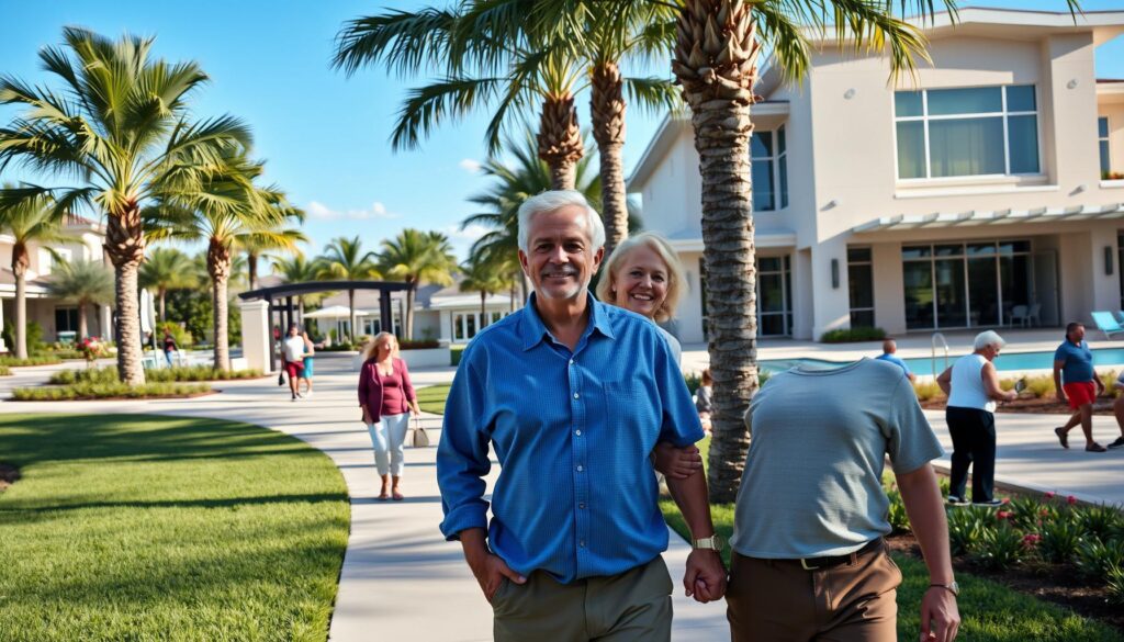 Resort-style 55+ community clubhouse and pool in Tradition, Port St. Lucie