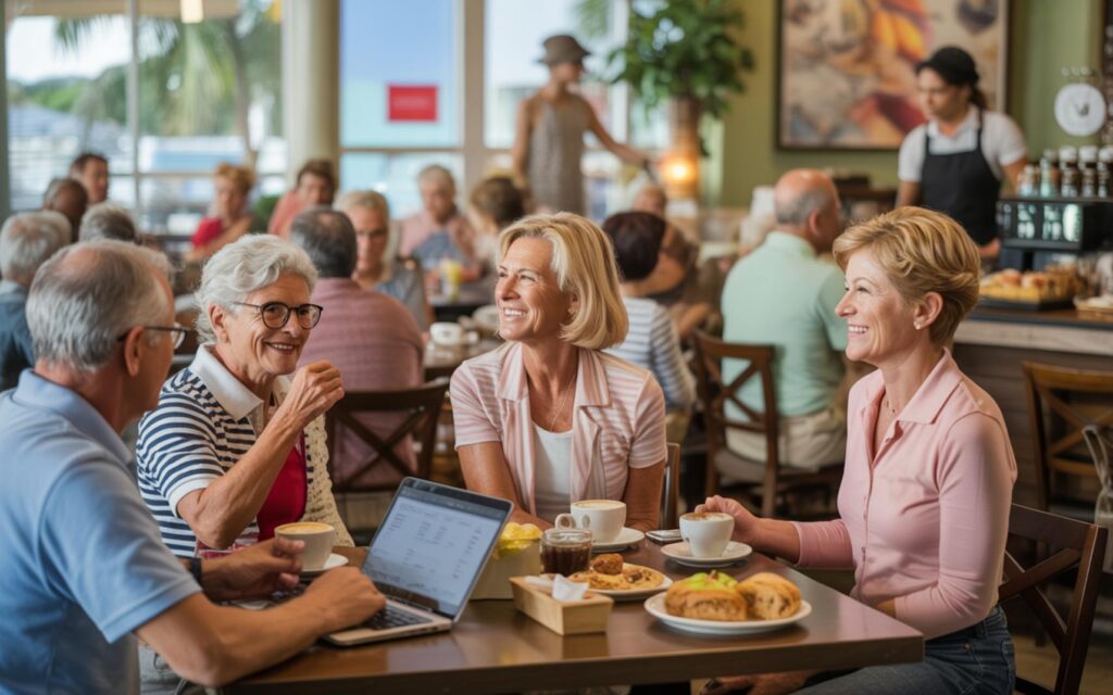 Inviting coffee shop near Port St. Lucie 55+ communities with comfortable seating for active adults